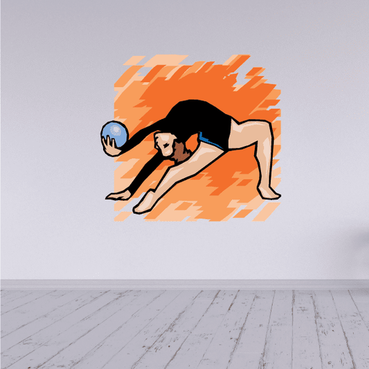 Dance wall decal sticker with orange background and black-and-skin-toned dancer figure