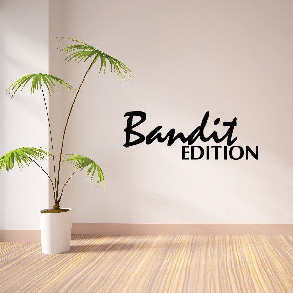 Bandit Edition wall decal with palm tree and bold black lettering