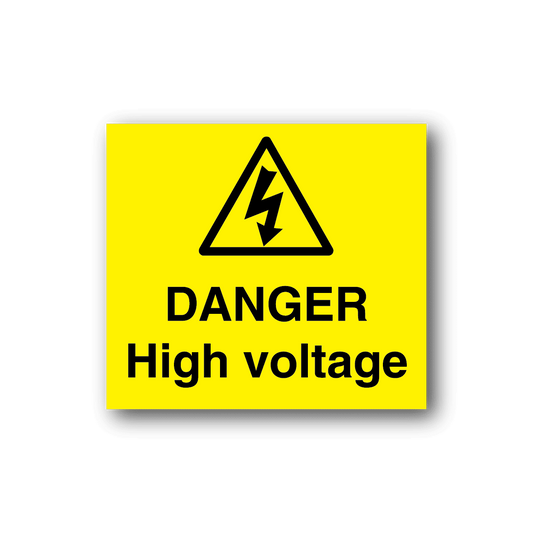 Image of Danger High Voltage Yellow Sticker