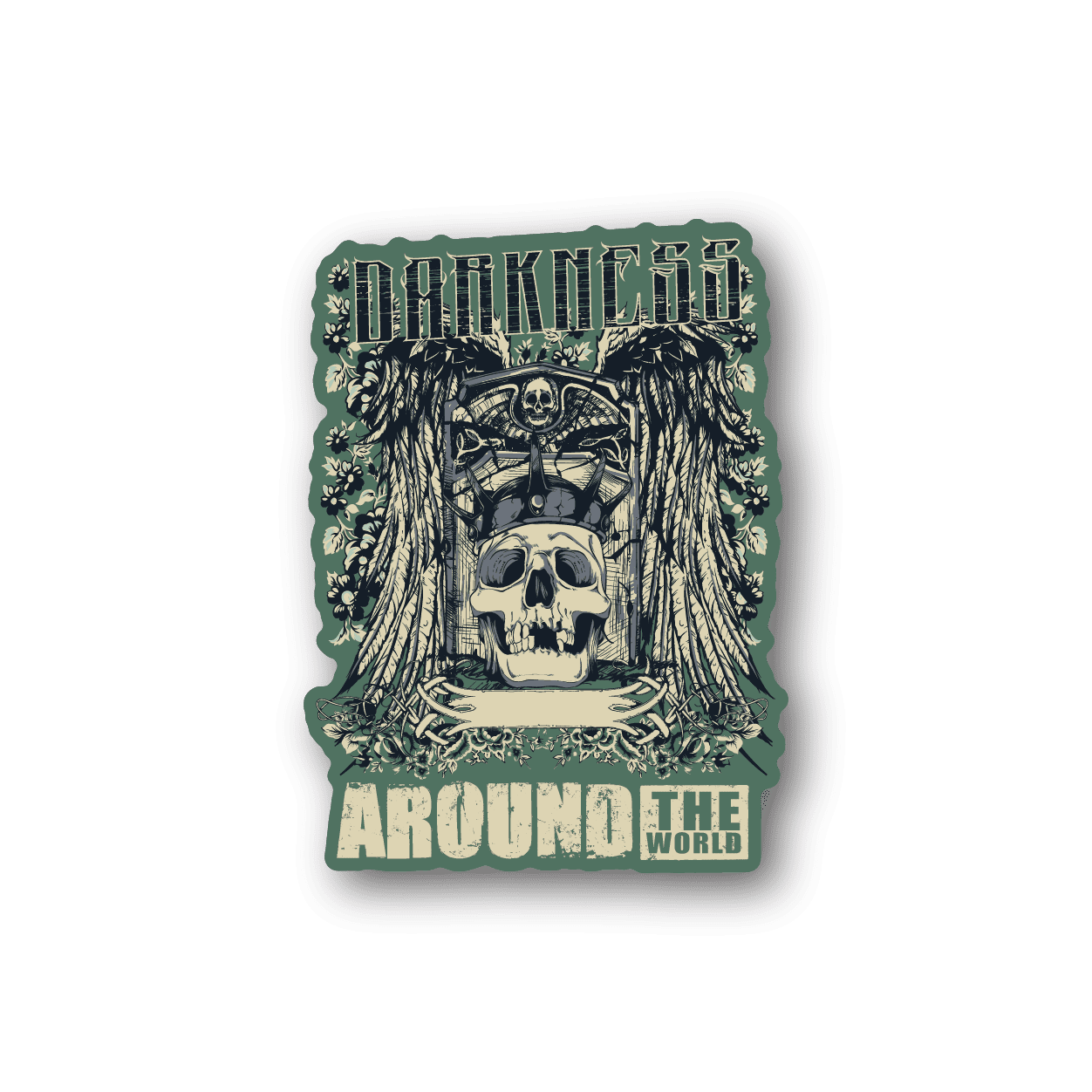 Image of Darkness Around The World Skull Sticker