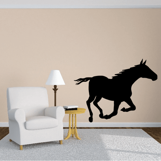 Black darting pony silhouette wall decal