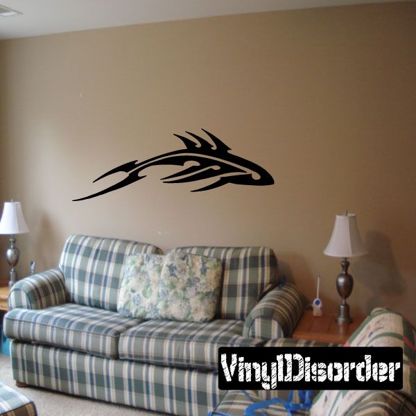 Tribal shark wall decal, black darting design