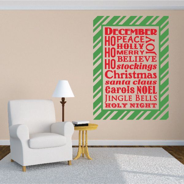 Image of December and Christmas Typography Printed Decal