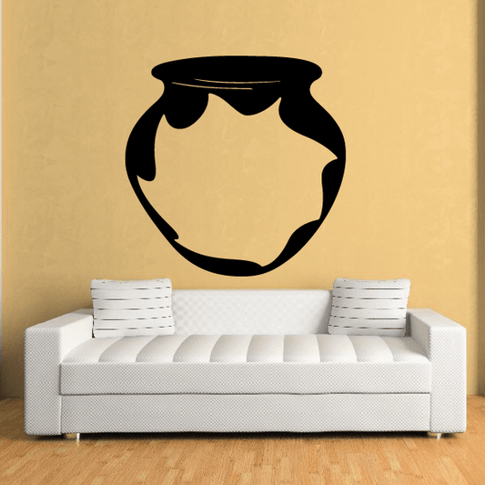 Decorative clay jug decal, black silhouette jug outline with decorative top