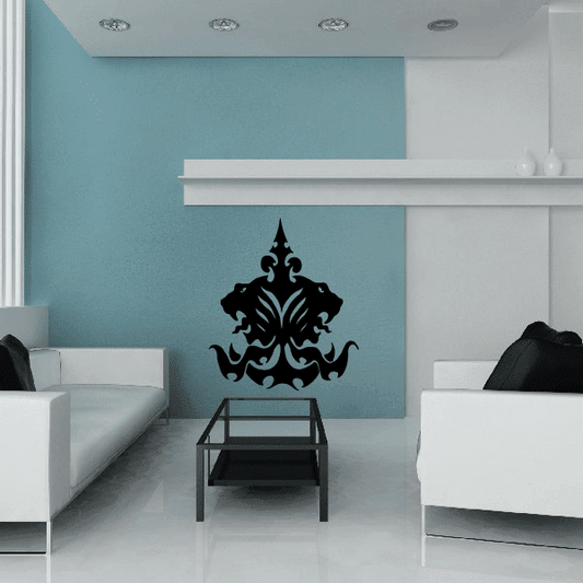 Ornate black lion head wall decal