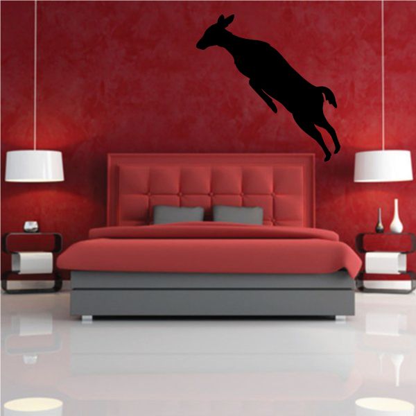 Black deer jumping up decal silhouette