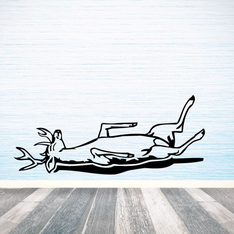 Deer rubbing on back decal with black outline deer silhouettes
