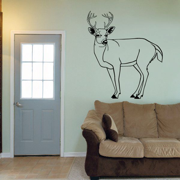 Deer stag outline wall decal, black silhouette