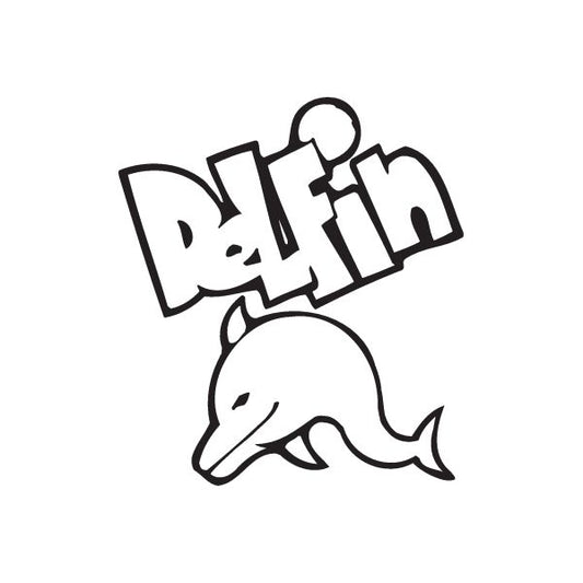 Graffiti dolphin decal with stylized dolphin and bold 'Delfin' text
