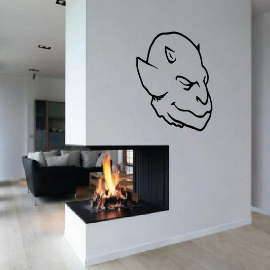 A wall embellished with a signature Demon Decals demon head sticker