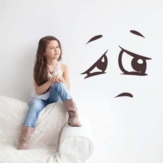 Image of Depressed Face Expression Wall Decal - Vinyl Decal - Car Decal - Idcolor055