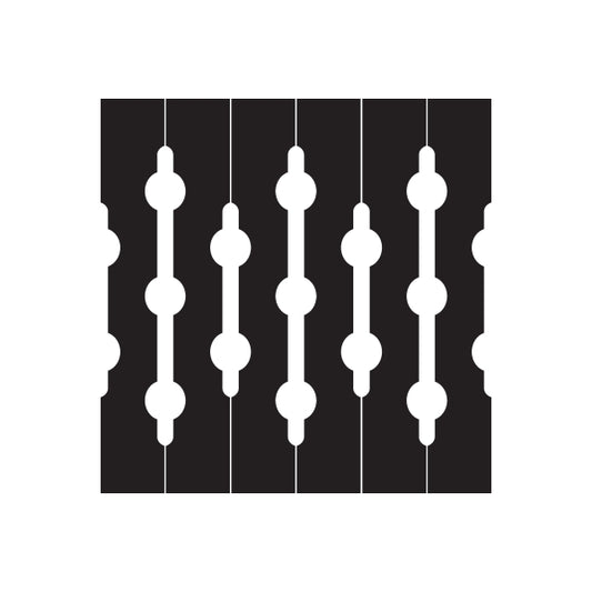 Car window vinyl decal with white vertical pinstripes and repeating oval link shapes