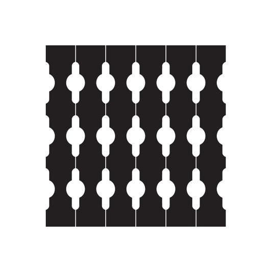 Car window vinyl decal with repeating white teardrop pinstripe columns on dark sticker