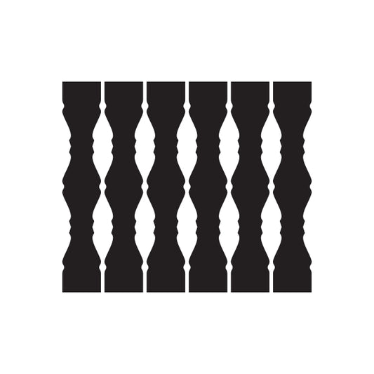 Black decorative window pinstripe vinyl decal with vertical curvy line pattern