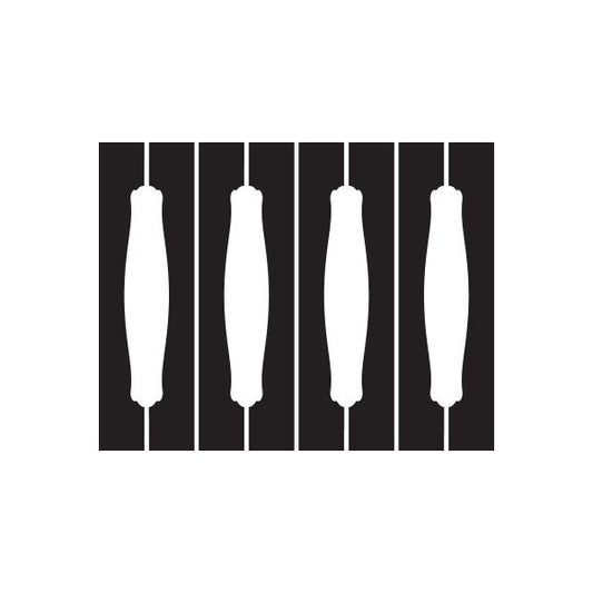 Car window vinyl decal with vertical white pinstripe bottle silhouettes on dark striping