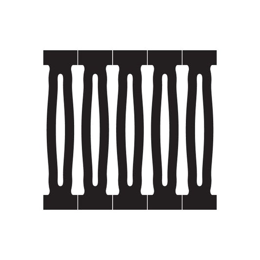 Window decal with black background and white vertical pinstripe lines