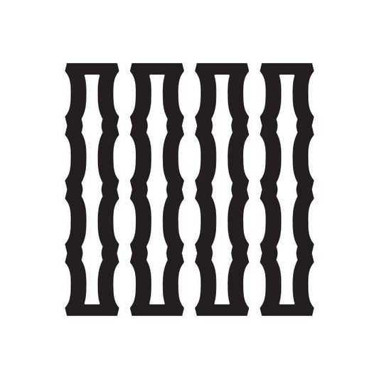 Car window vinyl decal with black repeating pinstripe corner curves pattern