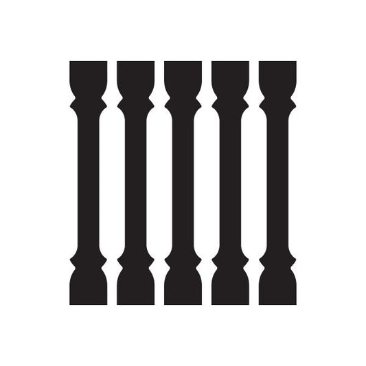 Car window vinyl decal: five vertical black pinstripe bars with hourglass ends