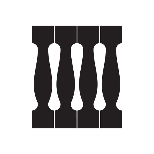 Car window vinyl decal sticker with four vertical curved stripe sections, black and white