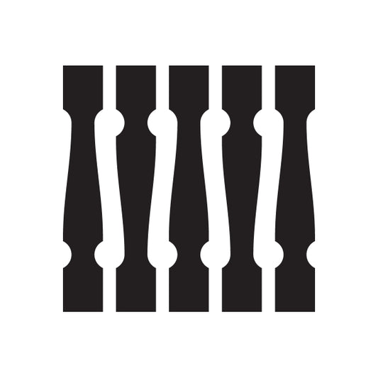 Black and white pinstripe window vinyl decal with five vertical panels