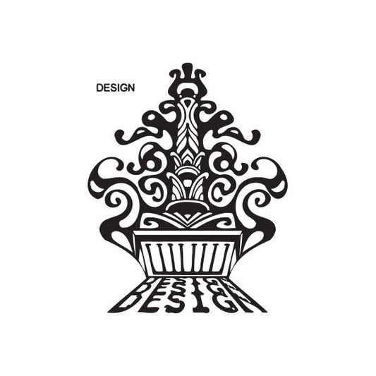 Black graffiti decal with ornate flourish and text DESIGN and EASTER