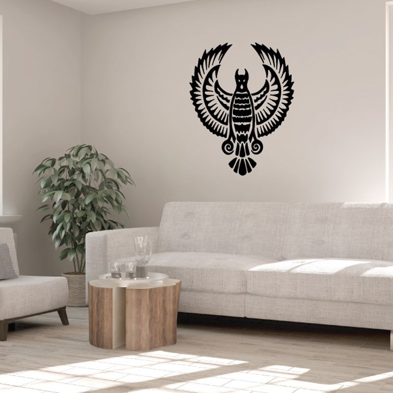 Black eagle with detailed feather wings wall decal