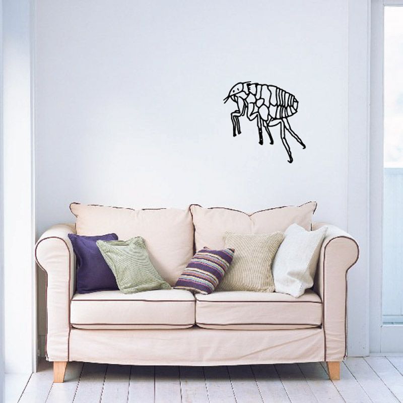 Jumping flea wall decal with black line art