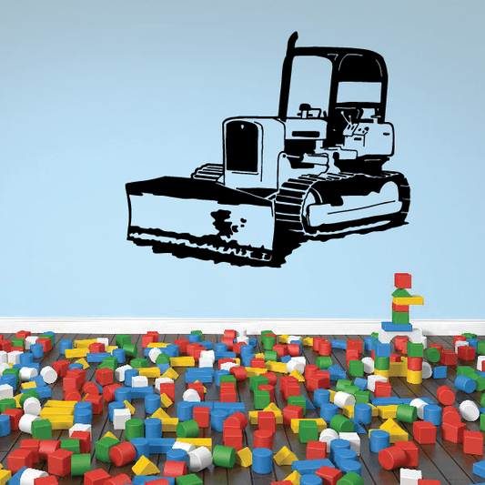 Light bulldozer decal with detailed black-and-white bulldozer illustration