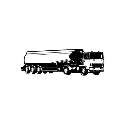White and black tanker truck decal, side view