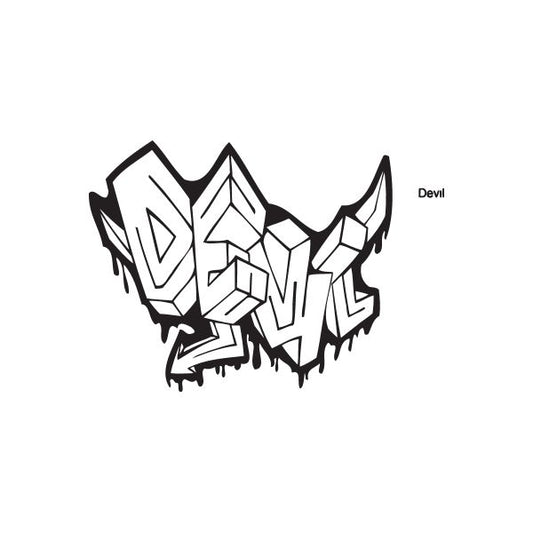 Graffiti devil decal, black and white