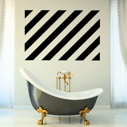 Black diagonal line wall decal with repeating stripe pattern on vinyl
