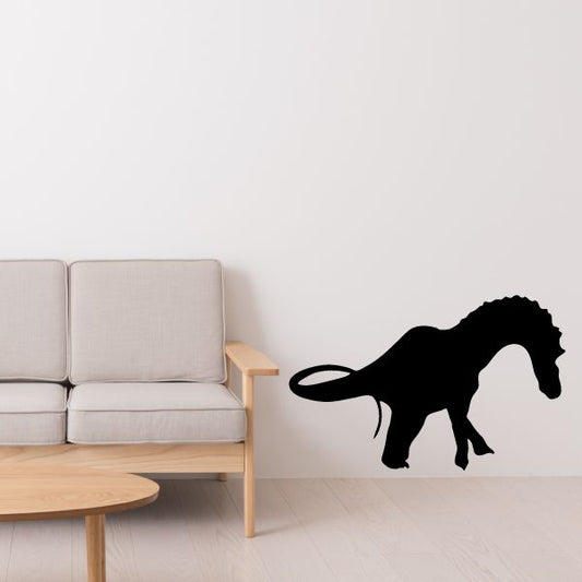 Dicraeosaurus dinosaur wall decal, black silhouette with long tail