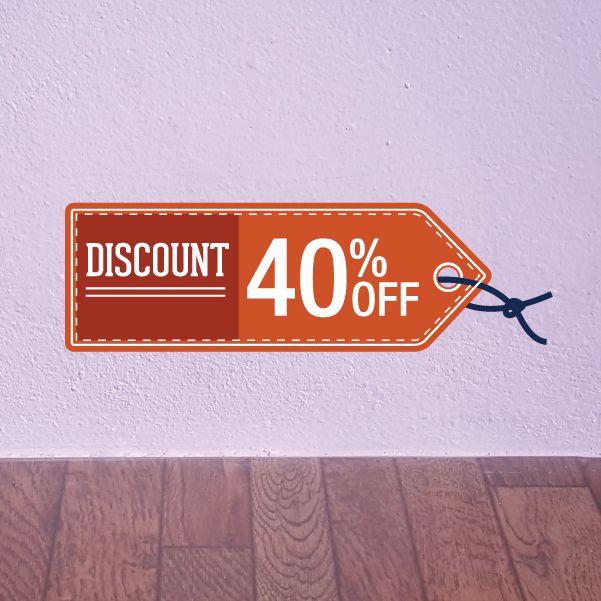 Image of Discount 40% Off Retail Discount Sign Wall Decal - Vinyl Decal - Car Decal - Idcolor044