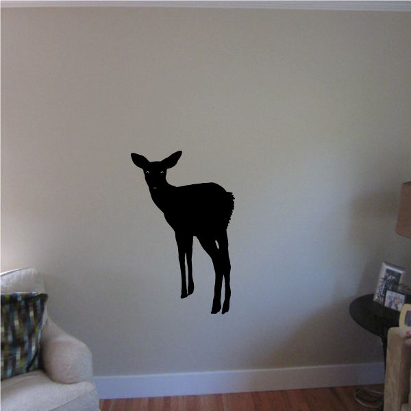 Black deer looking back wall decal silhouette