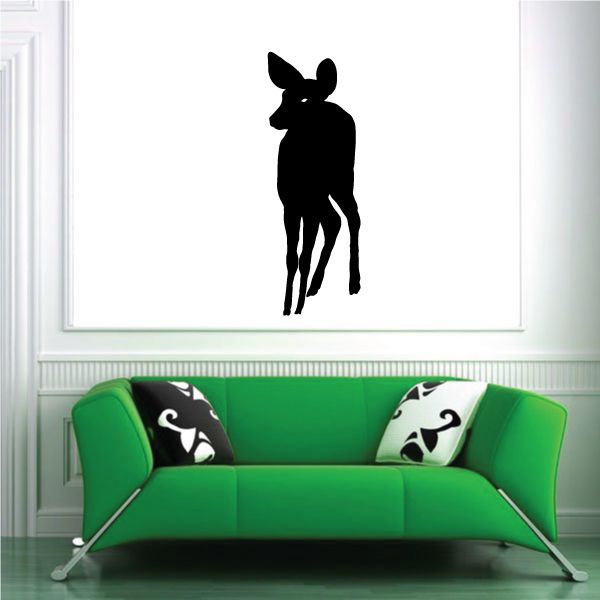 Black deer silhouette wall decal, paused standing