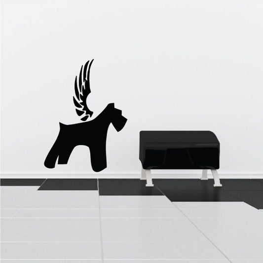 Black dog with wings wall decal vinyl sticker silhouette