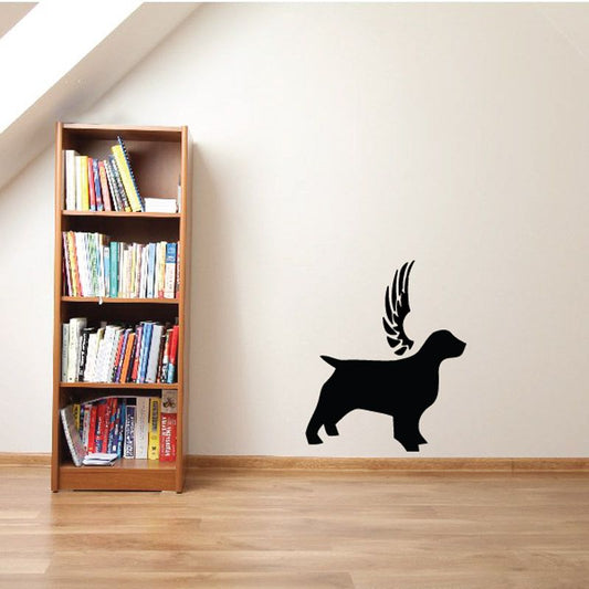 Black dog with wings wall decal vinyl silhouette