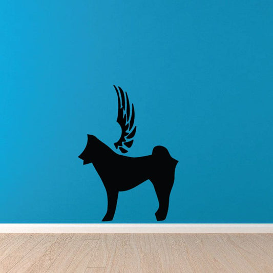 Black dog wall decal with spread wings