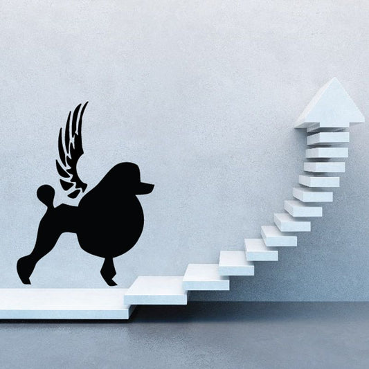 Black dog with wings wall decal, vinyl sticker silhouette