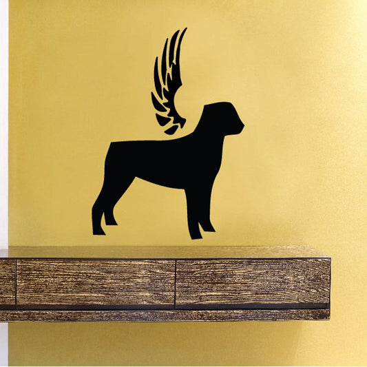Black dog with wings wall decal vinyl sticker silhouette