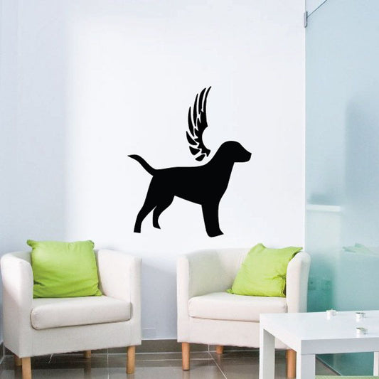 Black dog with wings wall decal silhouette, vinyl sticker