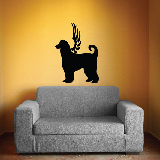 Black dog with wings wall vinyl decal silhouette
