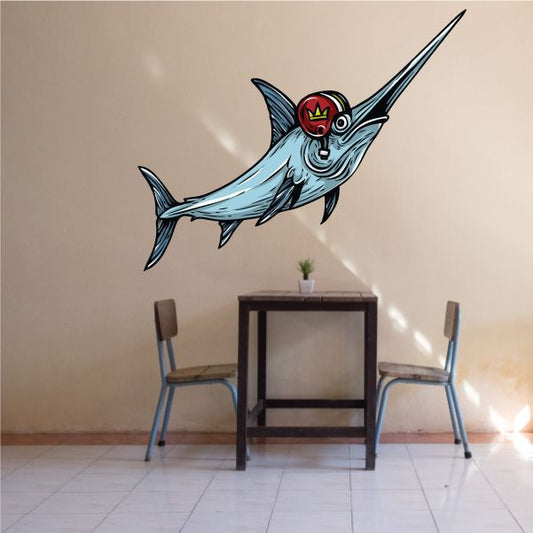 Image of Dolphin Football Mascot Wall Decal - Vinyl Car Sticker - Uscolor010