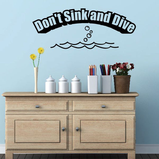 Wall decal: arched 'Don’t Sink and Drive' text with wave bubble graphic