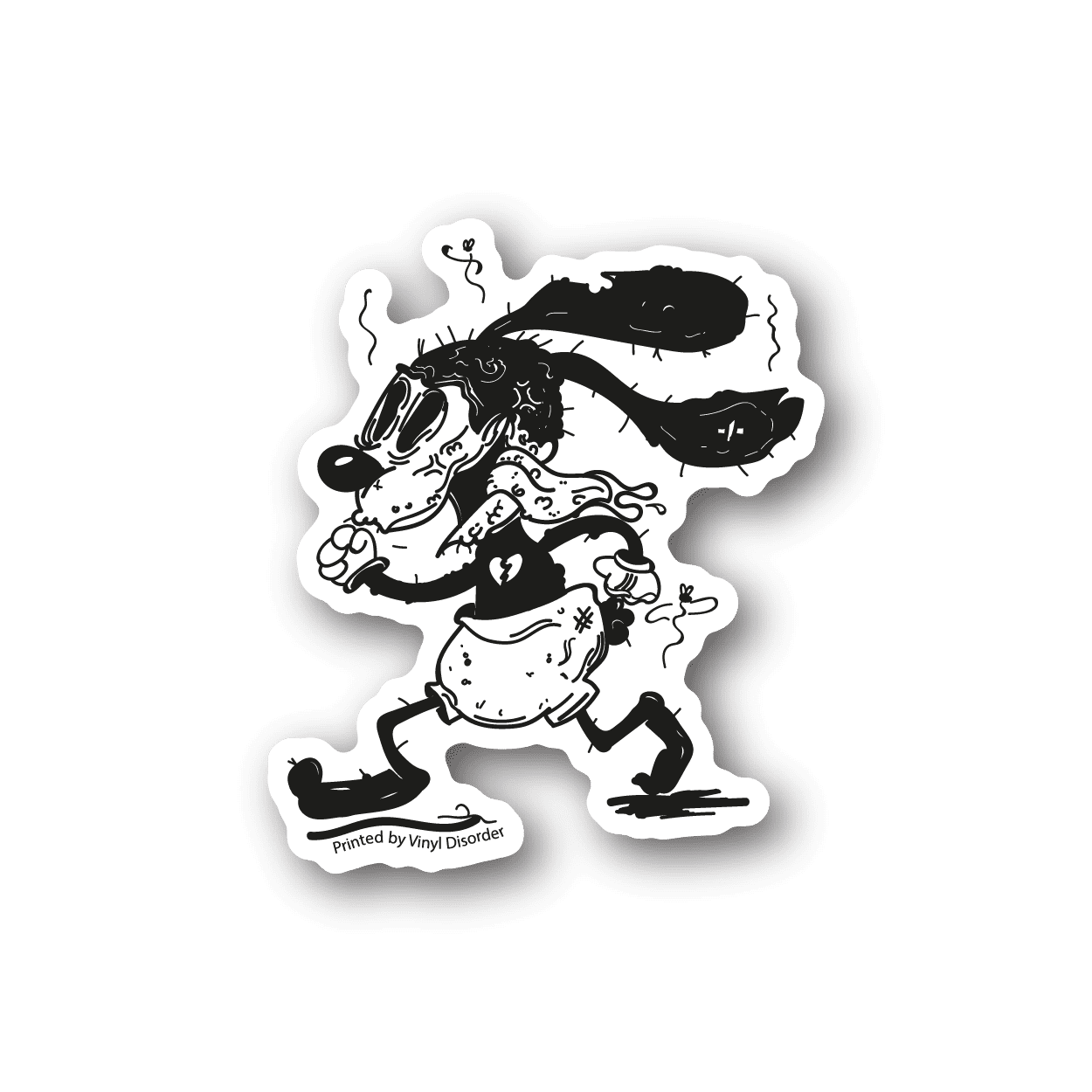 Black-and-white cartoon mouse vinyl sticker with several mice and bold outlines