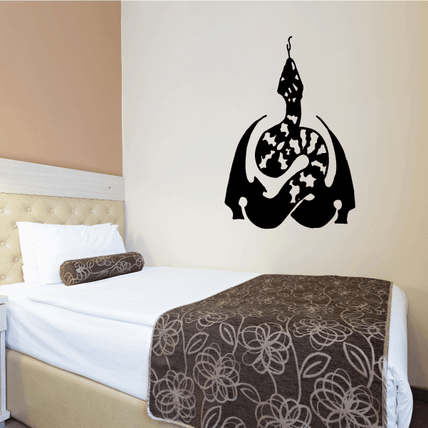 Black snake tattoo-style wall decal with double-edged design, curved coils