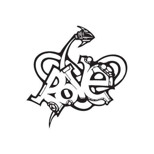 Graffiti dove decal sticker in black with tag-style lettering and shapes