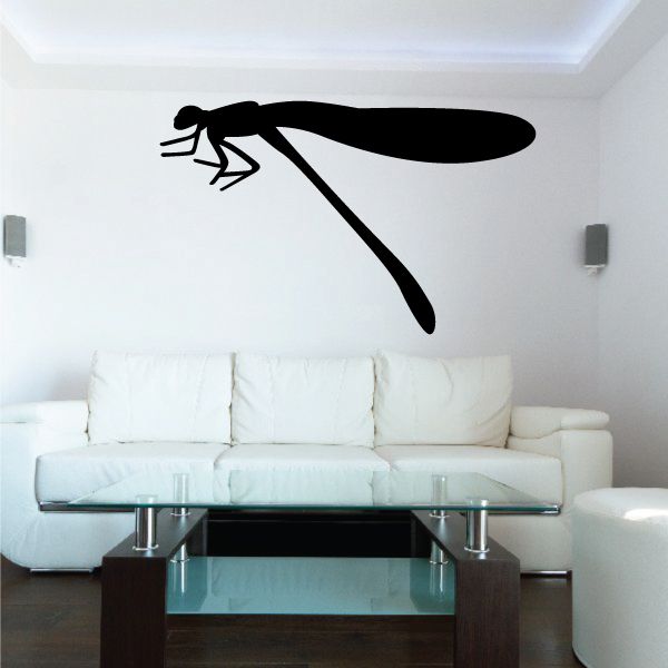 Black dragonfly crawling wall decal