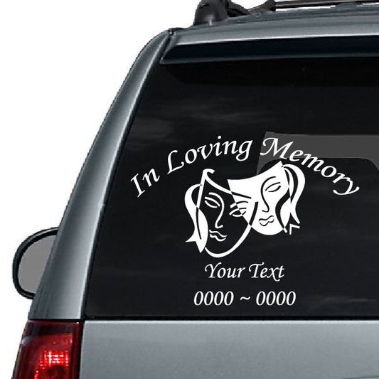 Memorial decal: "In Loving Memory", pet faces, "Your Text", number line