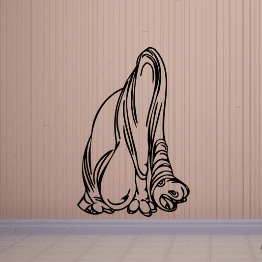 Drinking diplodocus wall decal, black line art dinosaur drinking from a cup